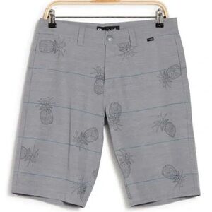 Travis Mathew Gray Pineapple Print Flat Front Shorts Size 36
